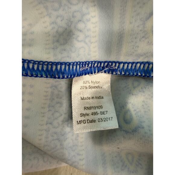 Cabana Life Long Sleeve Knee Length Dress White Turquoise Blue Pocket Sz L EUC - Picture 6 of 7